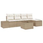 vidaXL Ensemble de canapés de jardin 6 pièces avec coussins Rattan poly brun
