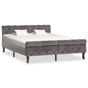 vidaXL Cadre de lit Gris Velours 140x200 cm