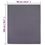 vidaXL Drap-housse Jersey Anthracite 90x200 cm Coton