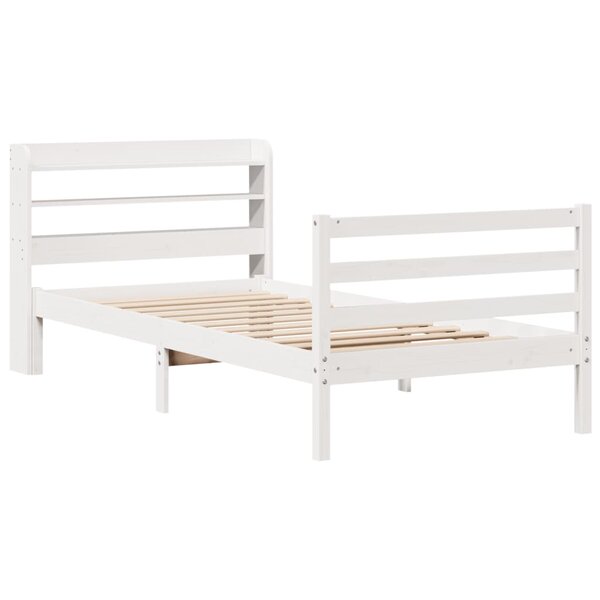 vidaXL Cadre de lit avec tête de lit blanc 90x200cm bois de pin massif