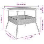 vidaXL Table de jardin et dessus en bois d'acacia gris résine tressée