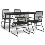vidaXL Ensemble à manger de jardin 5 Pièces Noir Rotin PVC