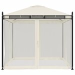 vidaXL Tonnelle avec parois en filet crème 2 93x2 93 m acier