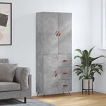 vidaXL Buffet haut Gris béton 69 5x34x180 cm Bois d'ingénierie