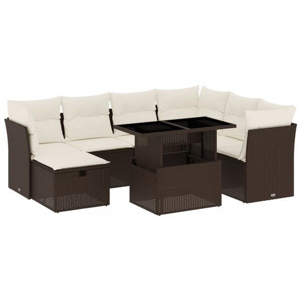 vidaXL Salon de jardin 8 Pièces avec coussins marron résine tressée