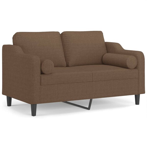 vidaXL Canapé 2 places avec oreillers décoratifs marron 120 cm tissu