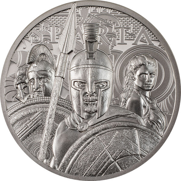 Pièce de monnaie en Platine 250 Dollars g 31.1 (1 oz) Millésime 2023 Sparta SPARTA