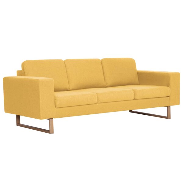 vidaXL Canapé à 3 places tissu jaune