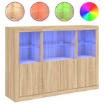 vidaXL Buffets avec lumières LED 3 Pièces chêne sonoma bois d'ingénierie