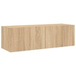 vidaXL Meuble TV muraux 4 Pièces avec lumières LED chêne sonoma