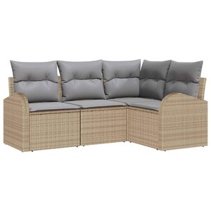 vidaXL Ensemble de canapé de jardin 4 Pièces Beige et Gris clair