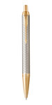 PARKER IM Premium Stylo bille  gris argenté  recharge bleue pointe moyenne  Coffret cadeau
