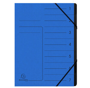 Trieur Agrafé Avec Élastiques Intérieur Noir 7 Compartiments - A4 - Bleu - X 10 - Exacompta