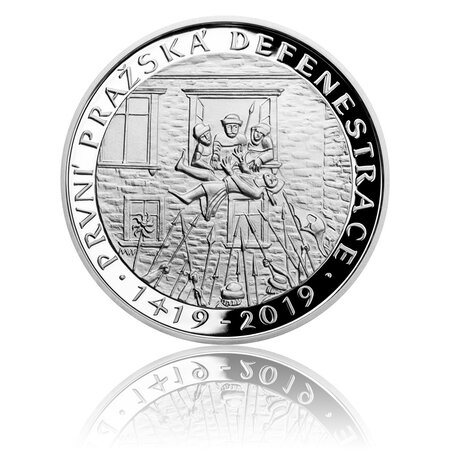 Pièce de monnaie 200 Korun République Tchèque Première défenestration de Prague 2019 – Argent BE
