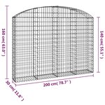 vidaXL Panier de gabions arqué 200x30x140/160 cm Fer galvanisé