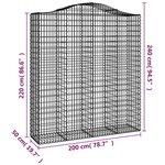 vidaXL Paniers à gabions arqués 3 Pièces 200x50x220/240 cm Fer galvanisé