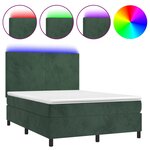 vidaXL Sommier à lattes de lit avec matelas LED Vert foncé 140x190 cm