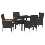 vidaXL Ensemble de salle à manger de jardin 5 pièces avec coussins en poly rotin noir