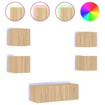 vidaXL Unités murales TV avec LED 6 Pièces chêne sonoma bois d'ingénierie