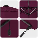 vidaXL Parasol déporté Roma de avec LED Rouge Bordeaux 352x251x265 cm Aluminium