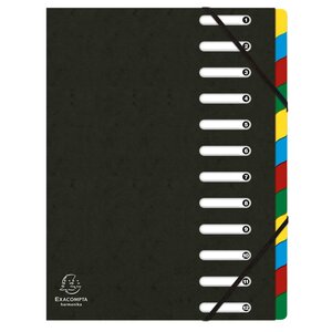 Trieur Harmonika® À Fenêtres Avec Élastiques Véritable Carte Lustrée 12 Compartiments - Noir - Exacompta