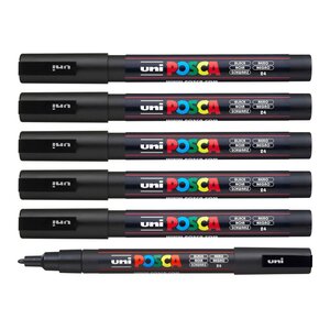 Marqueur pointe conique fine pc3m 0 9 - 1 3mm noir x 6 POSCA