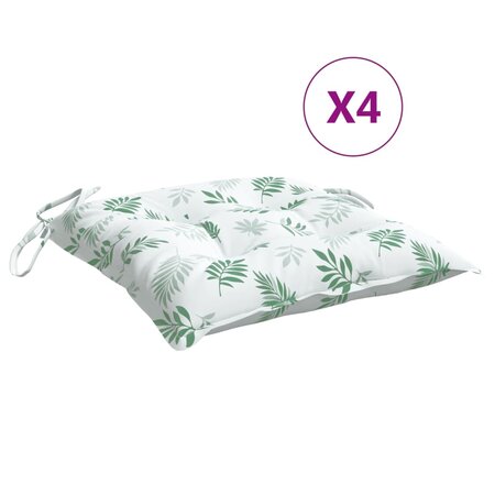 vidaXL Coussins de chaise lot de 4 à motif de feuilles 50x50x7 cm