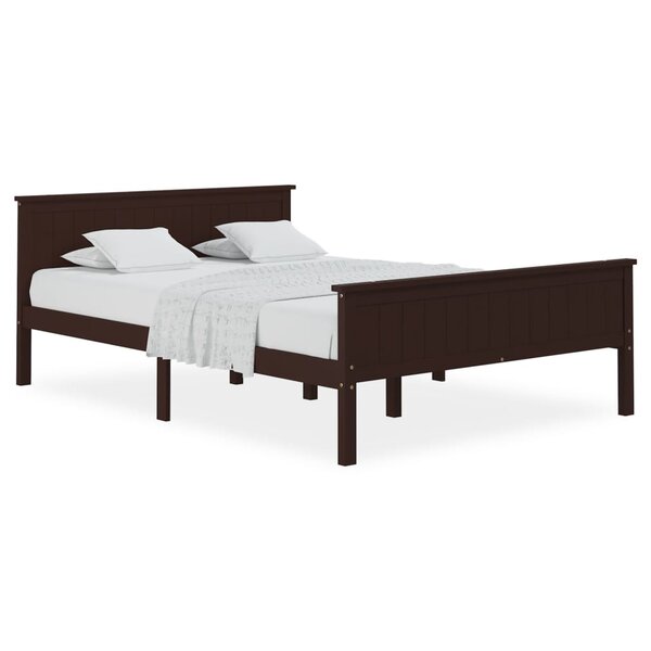vidaXL Cadre de lit Marron foncé Bois de pin massif 120x200 cm