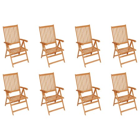 vidaXL Chaises inclinables de jardin lot de 8 Bois de teck solide