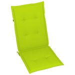 vidaXL Chaises de jardin lot de 4 avec coussins vert vif Bois de teck