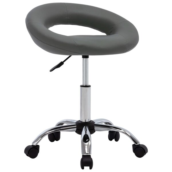 Chaise fauteuil siège de travail roulante similicuir gris 02_0024077
