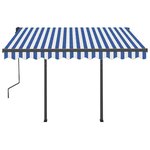 vidaXL Auvent automatique capteur de vent LED 3 5x2 5 m Bleu et blanc