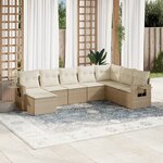 vidaXL Salon de jardin avec coussins 8 Pièces beige résine tressée