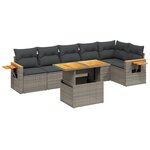 vidaXL Salon de jardin avec coussins 7 Pièces gris résine tressée