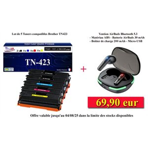 T3AZUR - 5x Toners compatibles avec Brother TN421 TN423 pour Brother MFC-L8690CDW MFC-L8900CDW