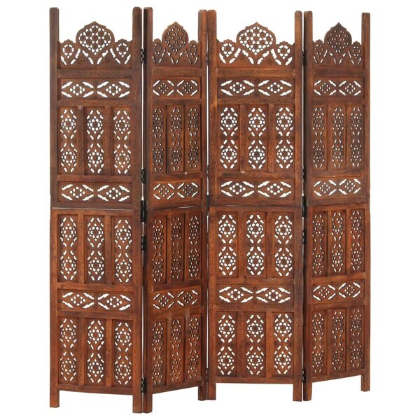 vidaXL Cloison de séparation 4 panneaux Marron 160x165cm Bois manguier