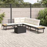 vidaXL Salon de jardin avec coussins 2Pièces noir résine tressée et verre