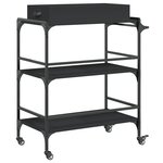 vidaXL Chariot de cuisine noir 81 5x41x92 5 cm bois d'ingénierie