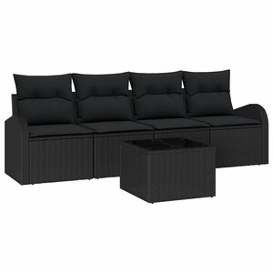 vidaXL Ensemble de canapé de jardin avec coussin 5 Pièces Noir