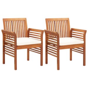 vidaXL Chaises à manger de jardin et coussins lot de 2 acacia massif