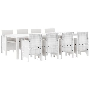 vidaXL Ensemble de salle à manger pour jardin 9 Pièces Blanc Rattan Polt