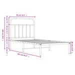 vidaXL Cadre de lit métal avec tête de lit noir 80x200 cm