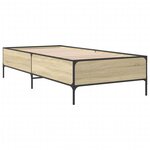 vidaXL Cadre de lit chêne sonoma 100x200 cm bois d'ingénierie et métal