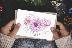 Carte à planter bouquet de 3 pivoines roses