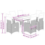 vidaXL Ensemble de bistro de jardin 7 Pièces coussins noir poly rotin