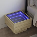 vidaXL Table de chevet avec LED infini chêne sonoma 40x40x30 cm