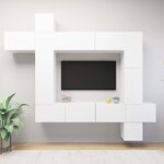vidaXL Ensemble de meuble TV 9 Pièces Blanc Bois d'ingénierie