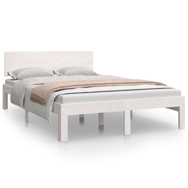vidaXL Cadre de lit Blanc Bois massif 120x190 cm Petit double
