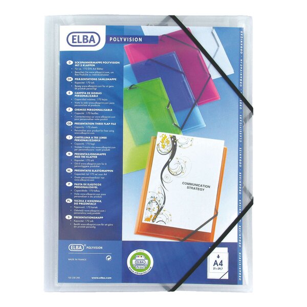 Chemises 3 rabats translucides personnalisables oxford incolore - lot de 12