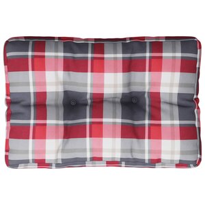 vidaXL Coussin de palette motif à carreaux rouge 60x40x12 cm tissu